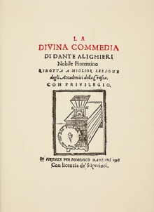 La Divina Commedia di Dante Alighieri nobile fiorentino ridotta a miglior lezione dagli Accademici della Crusca